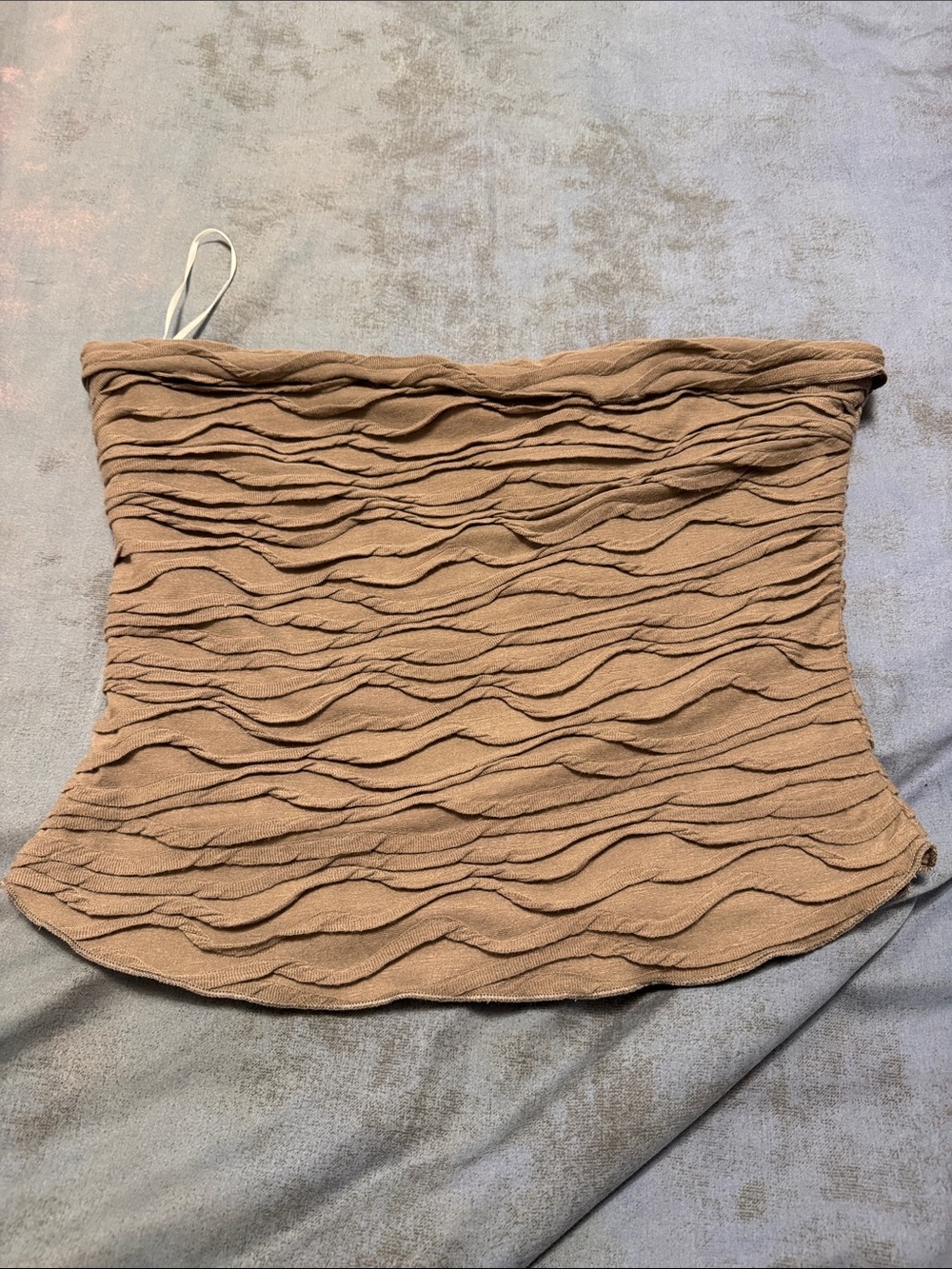 Princess Polly Tan Ruffle Textured Tube Tank